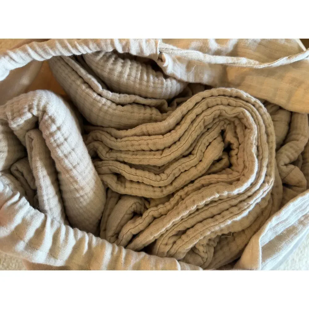 Quince Organic Cotton Gauze Duvet Cover Set King/Cal King Beige Dune NWOT